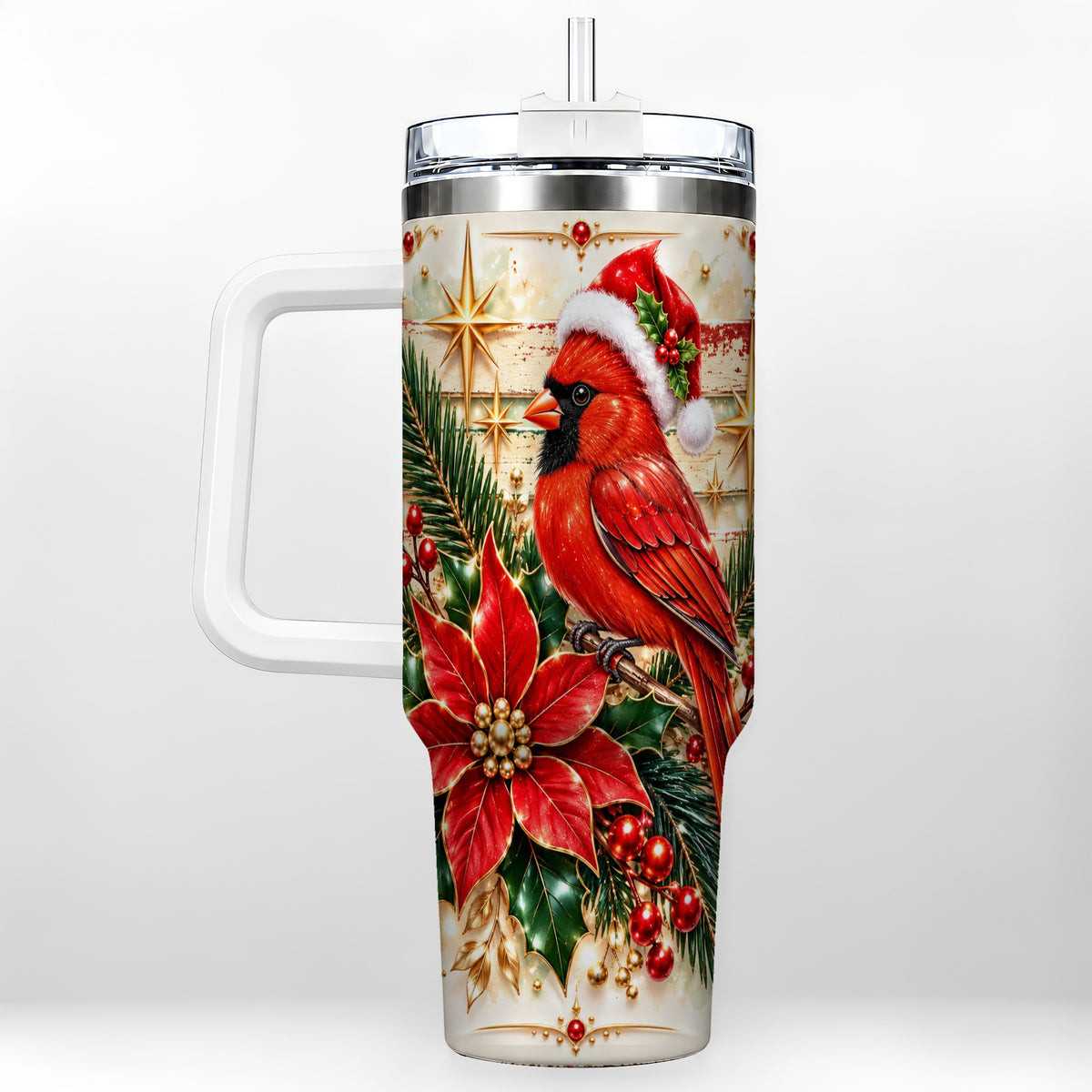 Cardinal 40oz Tumbler, Winter Bird Stainless Steel Travel Cup