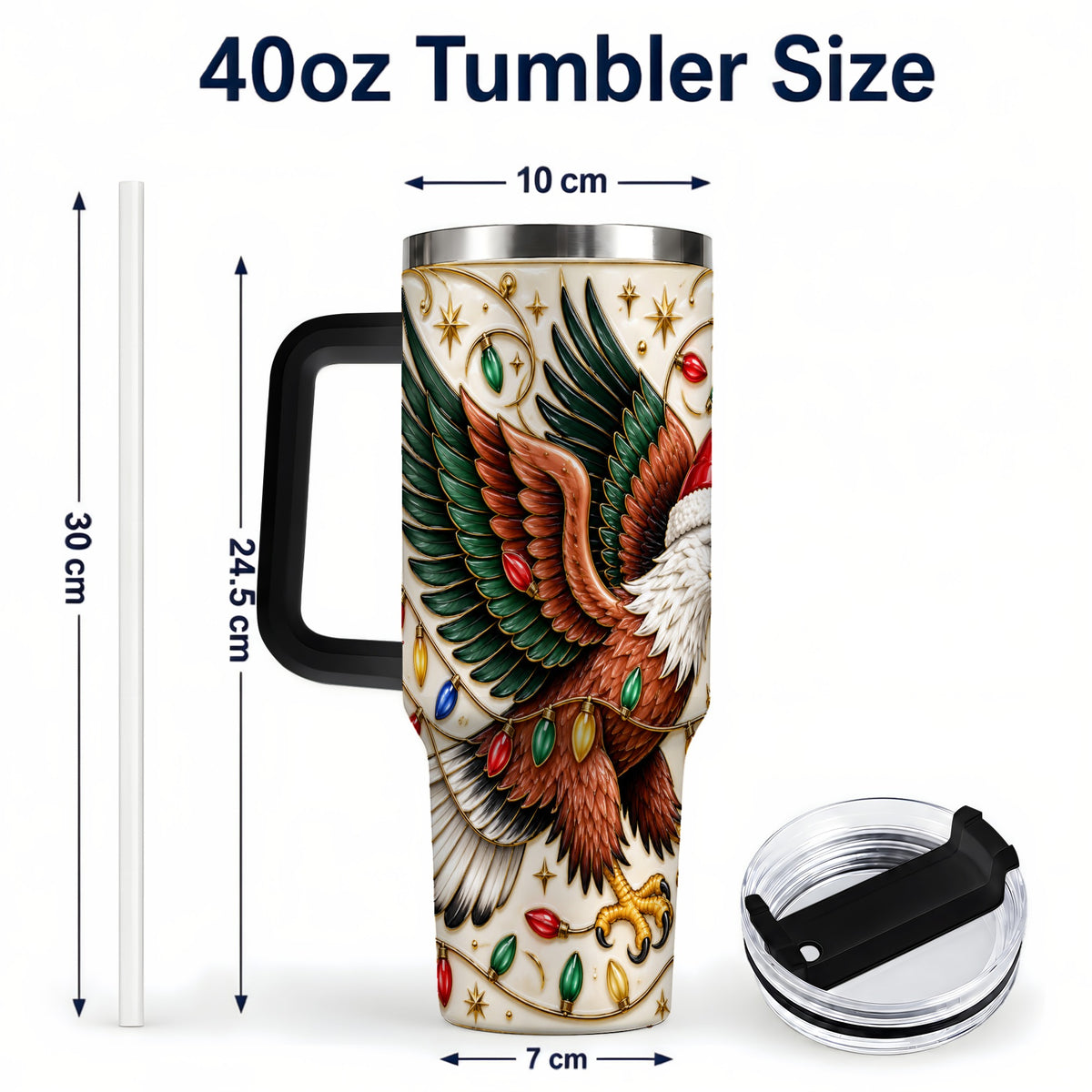 #pl[40oz|Black] Eagle 40oz Tumbler, Holiday Bird Stainless Steel Travel Cup
