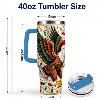 #pl[40oz|Blue] Eagle 40oz Tumbler, Holiday Bird Stainless Steel Travel Cup