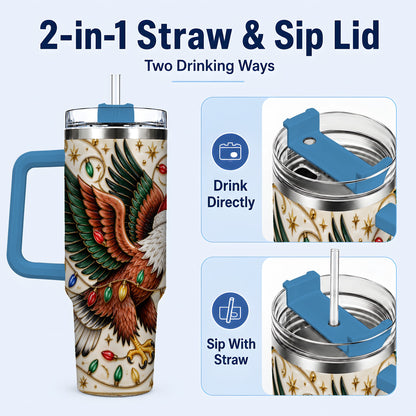 #pl[40oz|Blue] Eagle 40oz Tumbler, Holiday Bird Stainless Steel Travel Cup