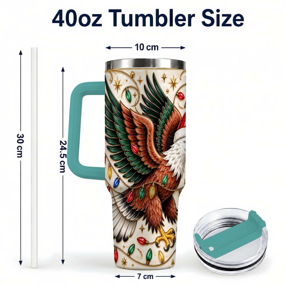 #pl[40oz|Green] Eagle 40oz Tumbler, Holiday Bird Stainless Steel Travel Cup
