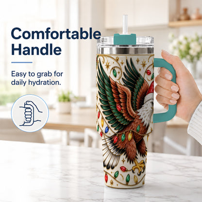 #pl[40oz|Green] Eagle 40oz Tumbler, Holiday Bird Stainless Steel Travel Cup