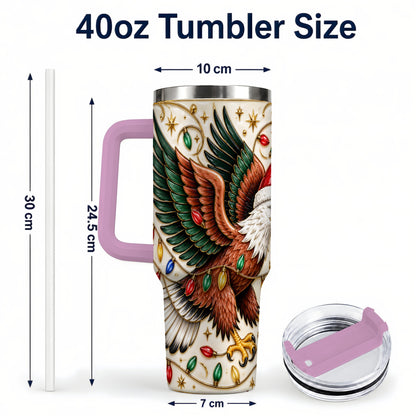 #pl[40oz|Pink] Eagle 40oz Tumbler, Holiday Bird Stainless Steel Travel Cup
