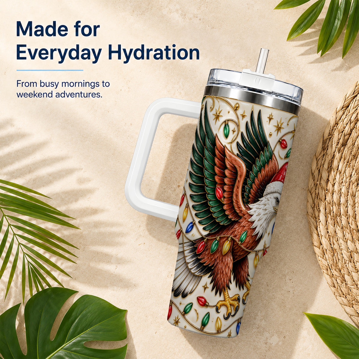 Eagle 40oz Tumbler, Holiday Bird Stainless Steel Travel Cup