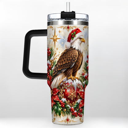 #pl[40oz|Black] Eagle 40oz Tumbler, Poinsettia Bird Stainless Steel Travel Cup