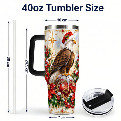 #pl[40oz|Black] Eagle 40oz Tumbler, Poinsettia Bird Stainless Steel Travel Cup