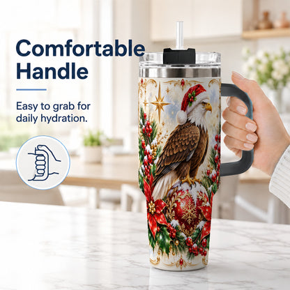 #pl[40oz|Black] Eagle 40oz Tumbler, Poinsettia Bird Stainless Steel Travel Cup