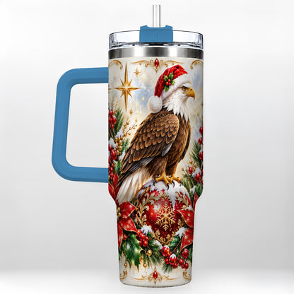 #pl[40oz|Blue] Eagle 40oz Tumbler, Poinsettia Bird Stainless Steel Travel Cup