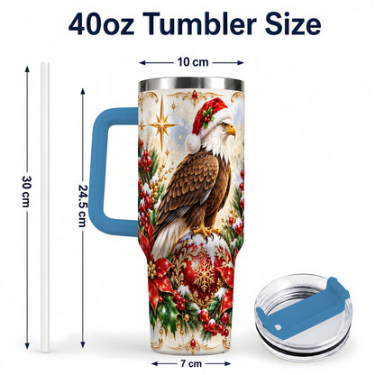 #pl[40oz|Blue] Eagle 40oz Tumbler, Poinsettia Bird Stainless Steel Travel Cup