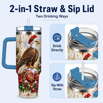 #pl[40oz|Blue] Eagle 40oz Tumbler, Poinsettia Bird Stainless Steel Travel Cup
