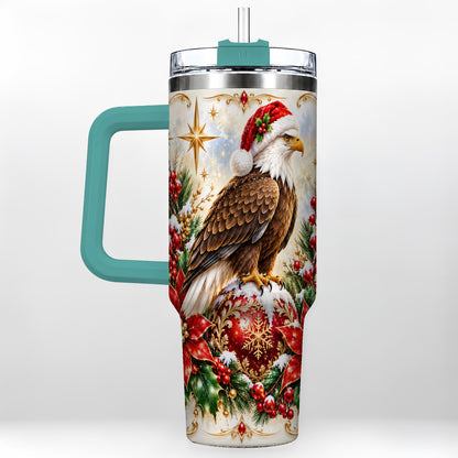 #pl[40oz|Green] Eagle 40oz Tumbler, Poinsettia Bird Stainless Steel Travel Cup