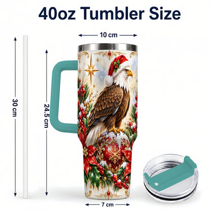 #pl[40oz|Green] Eagle 40oz Tumbler, Poinsettia Bird Stainless Steel Travel Cup