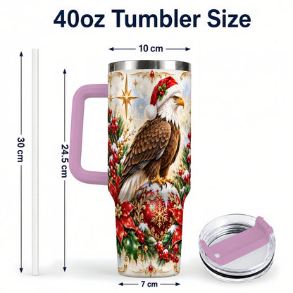 #pl[40oz|Pink] Eagle 40oz Tumbler, Poinsettia Bird Stainless Steel Travel Cup