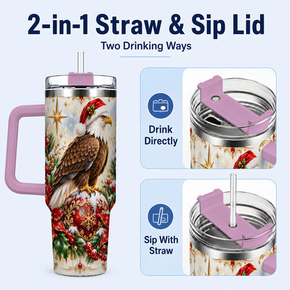 #pl[40oz|Pink] Eagle 40oz Tumbler, Poinsettia Bird Stainless Steel Travel Cup