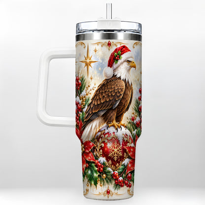 Eagle 40oz Tumbler, Poinsettia Bird Stainless Steel Travel Cup