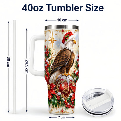 #pl[40oz|White] Eagle 40oz Tumbler, Poinsettia Bird Stainless Steel Travel Cup