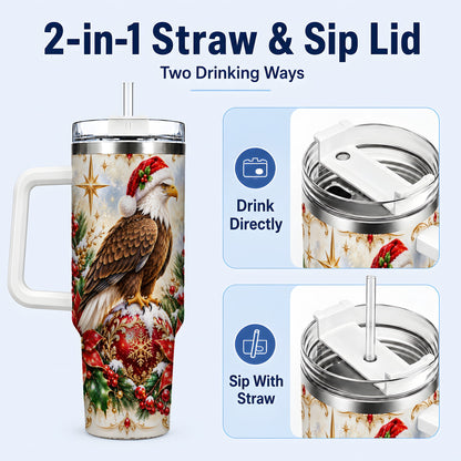 #pl[40oz|White] Eagle 40oz Tumbler, Poinsettia Bird Stainless Steel Travel Cup