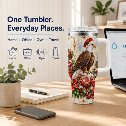 Eagle 40oz Tumbler, Poinsettia Bird Stainless Steel Travel Cup