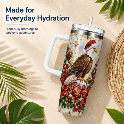 Eagle 40oz Tumbler, Poinsettia Bird Stainless Steel Travel Cup