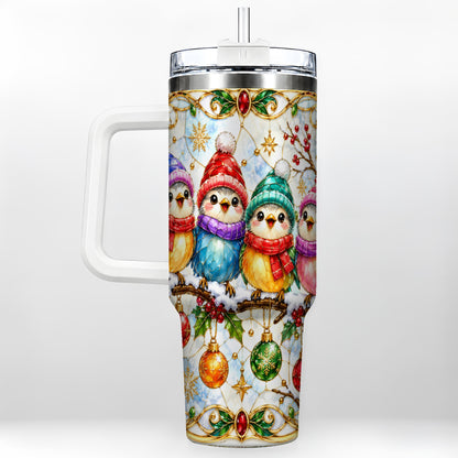 Birds 40oz Tumbler, Winter Songbird Stainless Steel Travel Cup