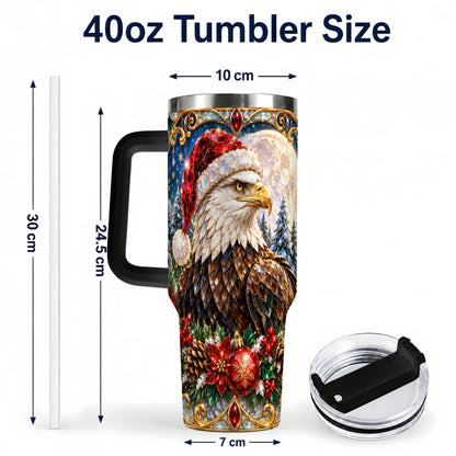 #pl[40oz|Black] Christmas Eagle 40oz Tumbler with Handle, Winter Stainless Steel Cup