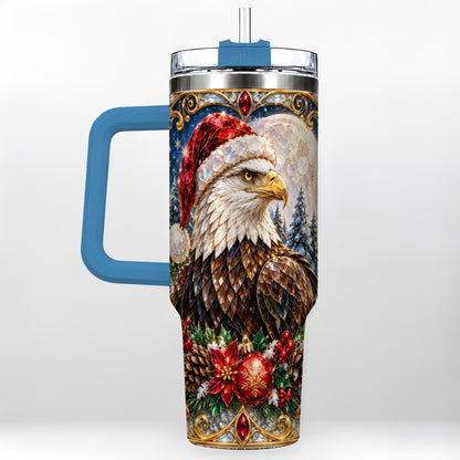 #pl[40oz|Blue] Christmas Eagle 40oz Tumbler with Handle, Winter Stainless Steel Cup