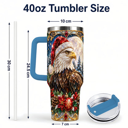#pl[40oz|Blue] Christmas Eagle 40oz Tumbler with Handle, Winter Stainless Steel Cup