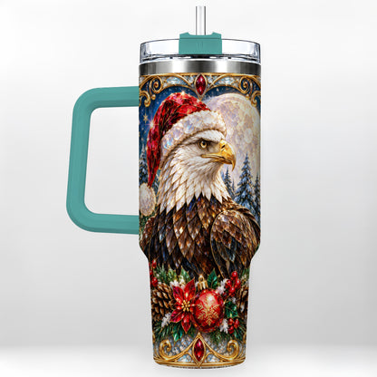 #pl[40oz|Green] Christmas Eagle 40oz Tumbler with Handle, Winter Stainless Steel Cup
