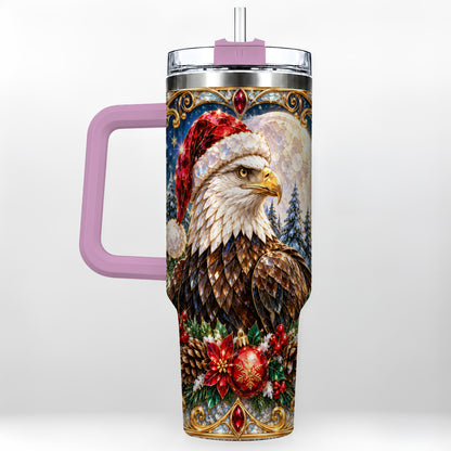 #pl[40oz|Pink] Christmas Eagle 40oz Tumbler with Handle, Winter Stainless Steel Cup