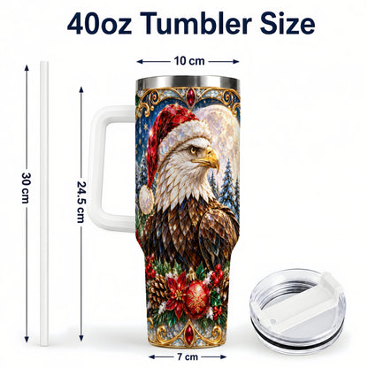 #pl[40oz|White] Christmas Eagle 40oz Tumbler with Handle, Winter Stainless Steel Cup