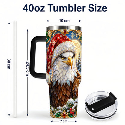 #pl[40oz|Black] Christmas Bald Eagle 40oz Tumbler with Handle, Winter Travel Cup