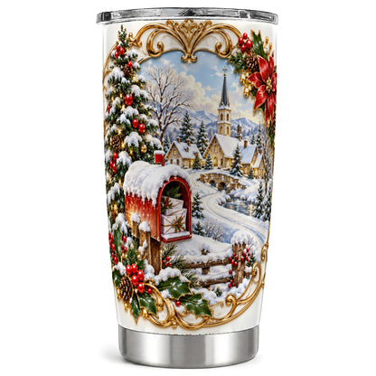 Christmas Mailbox Tumbler 20oz, Winter Stainless Steel Travel Cup