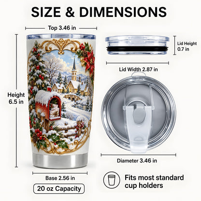 #pl[20oz|Steel] Christmas Mailbox Tumbler 20oz, Winter Stainless Steel Travel Cup