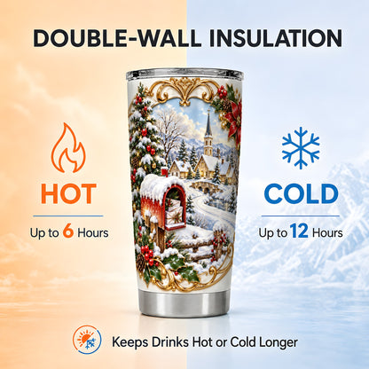 Christmas Mailbox Tumbler 20oz, Winter Stainless Steel Travel Cup