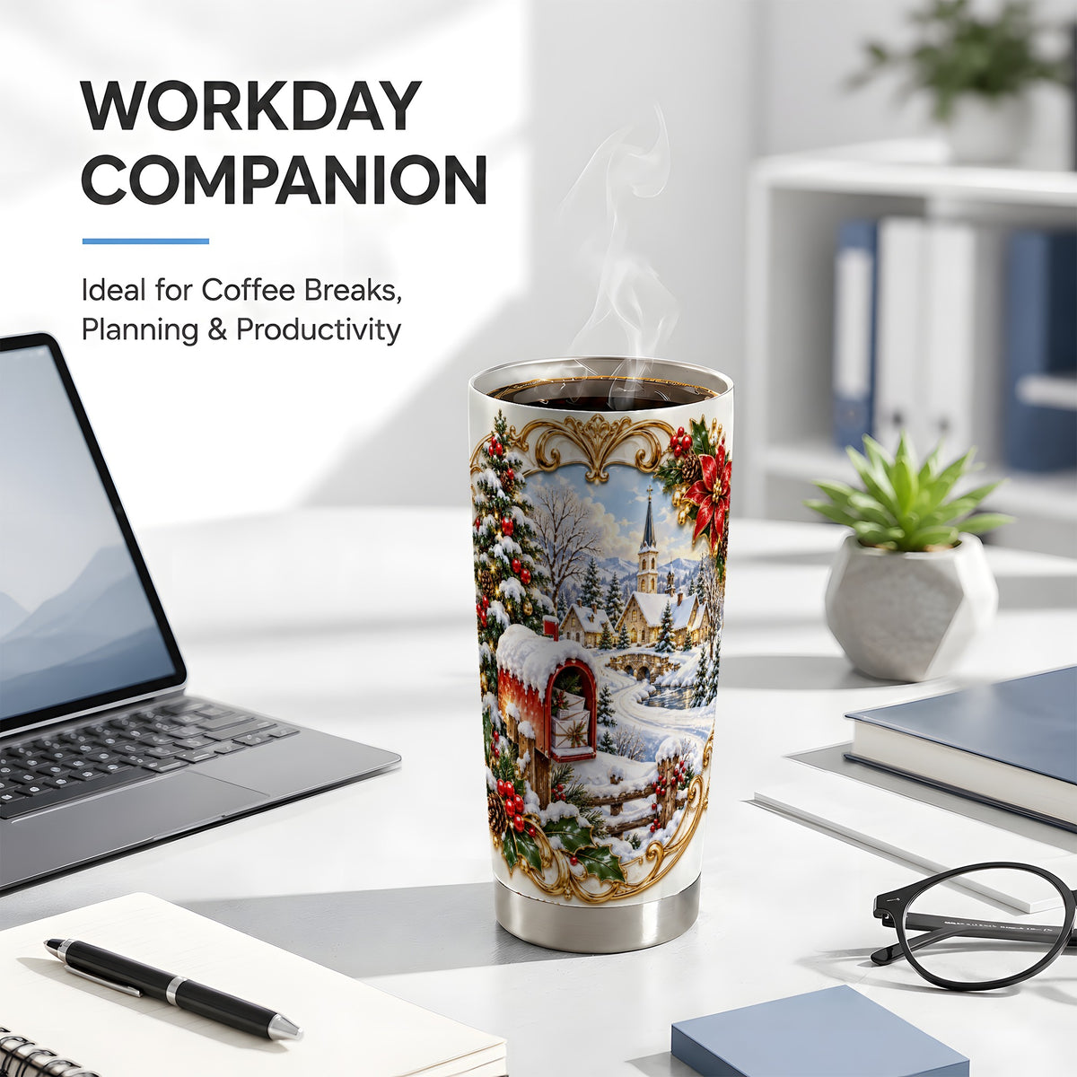 Christmas Mailbox Tumbler 20oz, Winter Stainless Steel Travel Cup