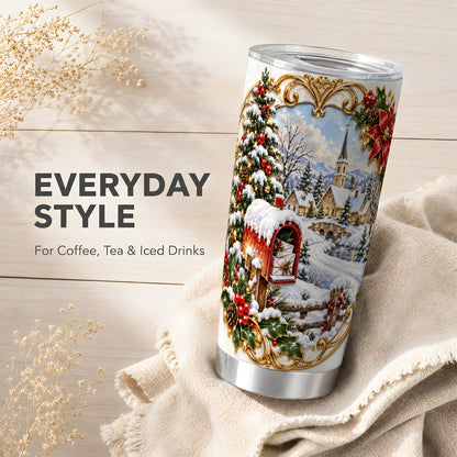 Christmas Mailbox Tumbler 20oz, Winter Stainless Steel Travel Cup