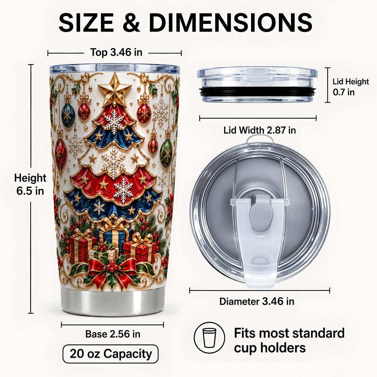 #pl[20oz|Steel] Holiday Tree Tumbler 20oz, Snowflake Tumbler, Stainless Steel Travel Cup