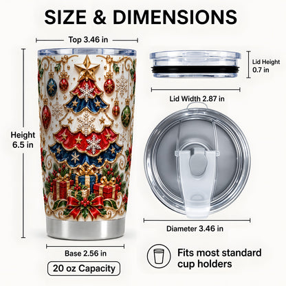 #pl[20oz|Steel] Holiday Tree Tumbler 20oz, Snowflake Tumbler, Stainless Steel Travel Cup
