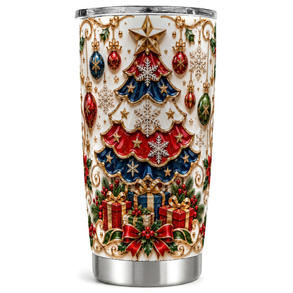 Holiday Tree Tumbler 20oz, Snowflake Tumbler, Stainless Steel Travel Cup