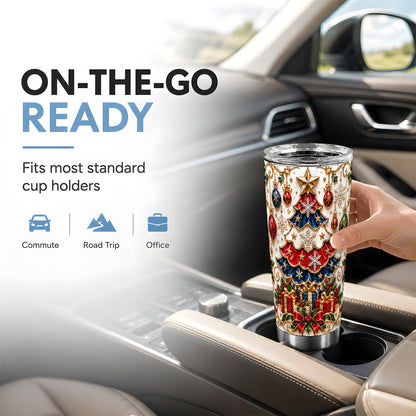 Holiday Tree Tumbler 20oz, Snowflake Tumbler, Stainless Steel Travel Cup