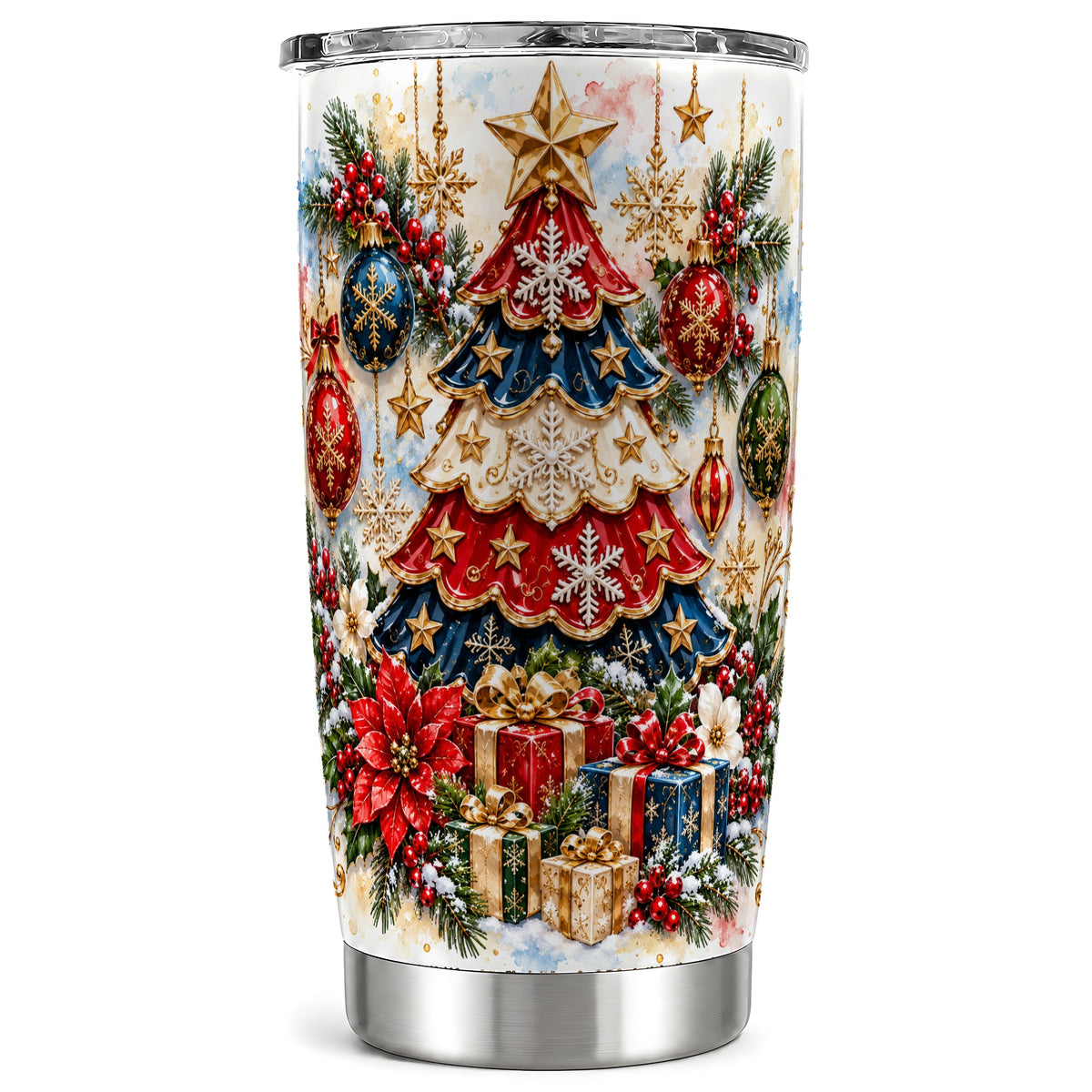Holiday Tree Tumbler 20oz, Ornament Tumbler, Stainless Steel Travel Cup