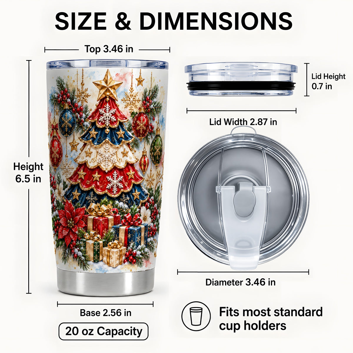 #pl[20oz|Steel] Holiday Tree Tumbler 20oz, Ornament Tumbler, Stainless Steel Travel Cup