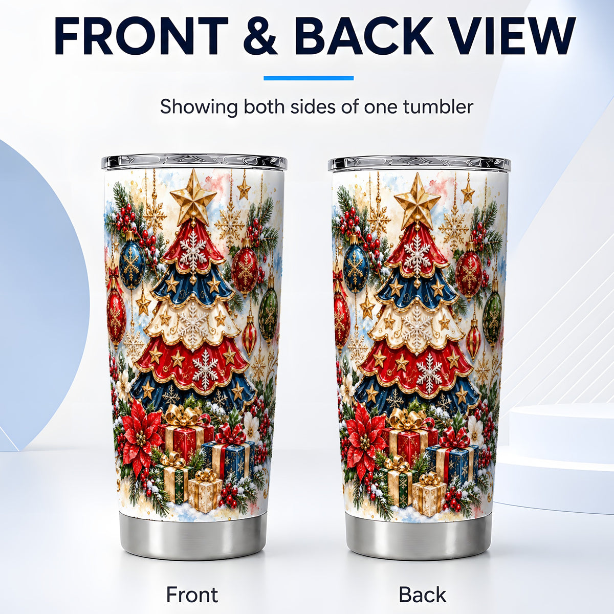 #pl[20oz|Steel] Holiday Tree Tumbler 20oz, Ornament Tumbler, Stainless Steel Travel Cup