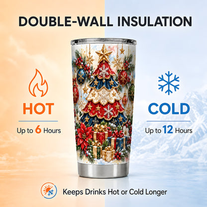Holiday Tree Tumbler 20oz, Ornament Tumbler, Stainless Steel Travel Cup