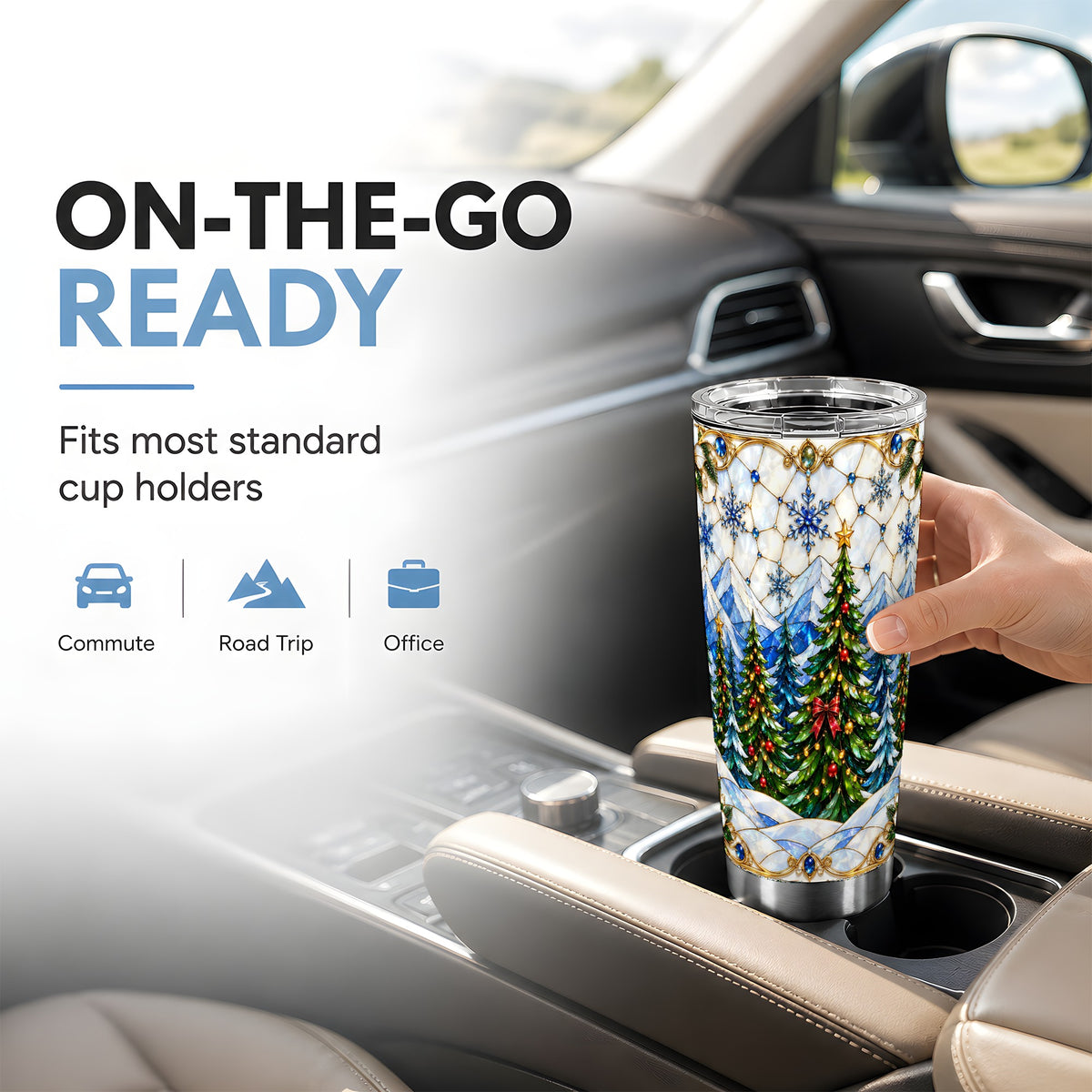 Christmas Forest Tumbler 20oz, Pine Tumbler, Stainless Steel Travel Cup