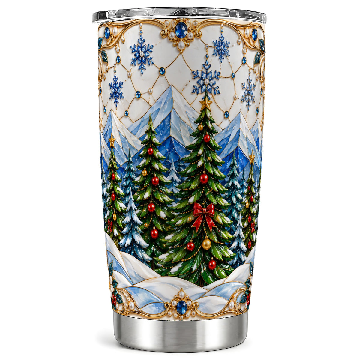 Christmas Tree Tumbler 20oz, Winter Tumbler, Stainless Steel Travel Cup