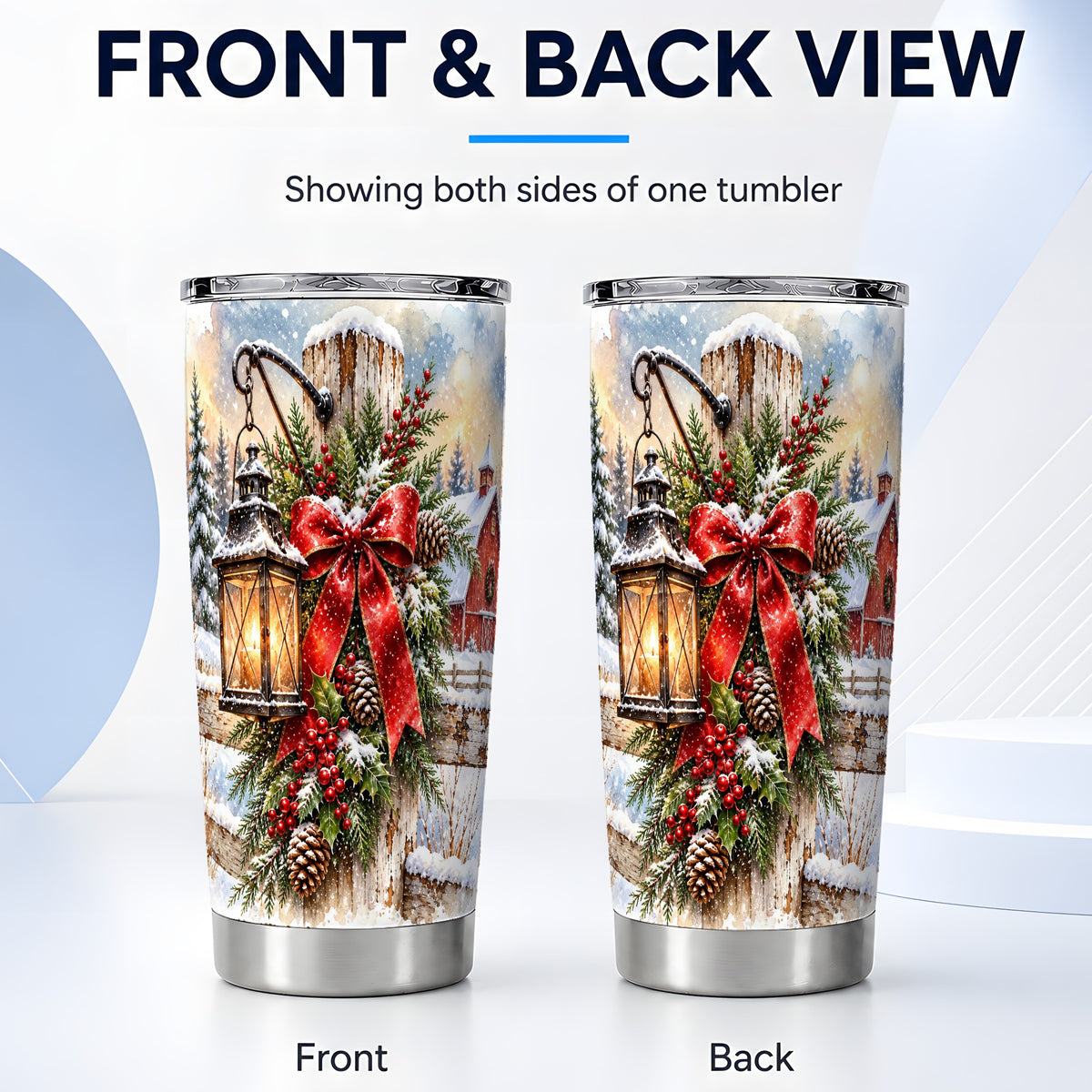 #pl[20oz|Steel] Christmas Lantern Tumbler 20oz, Winter Tumbler, Stainless Steel Travel Cup
