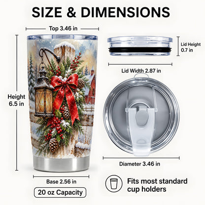 #pl[20oz|Steel] Christmas Lantern Tumbler 20oz, Winter Tumbler, Stainless Steel Travel Cup