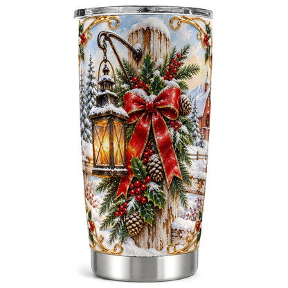 Christmas Lantern Tumbler 20oz, Ornate Tumbler, Stainless Steel Travel Cup