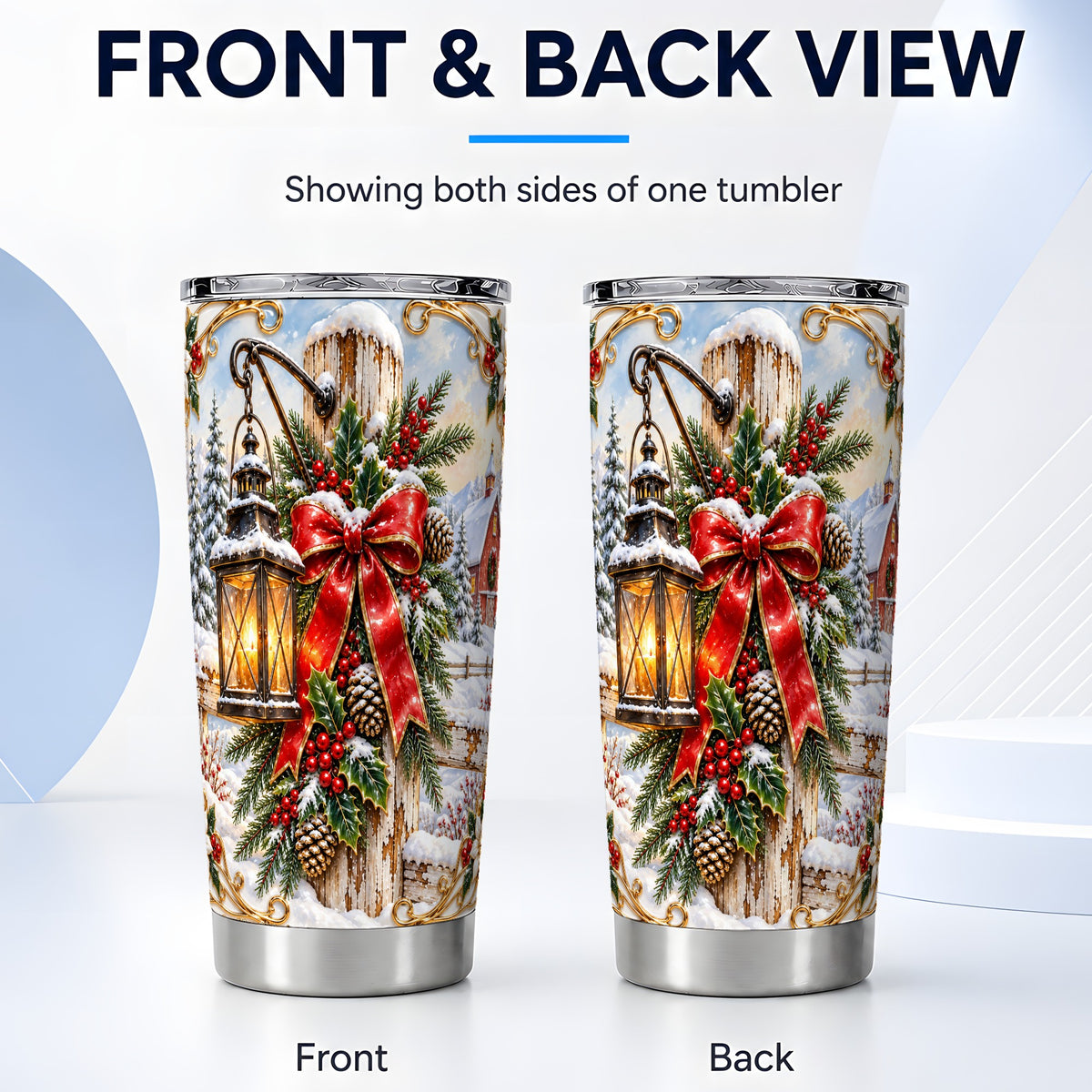 #pl[20oz|Steel] Christmas Lantern Tumbler 20oz, Ornate Tumbler, Stainless Steel Travel Cup